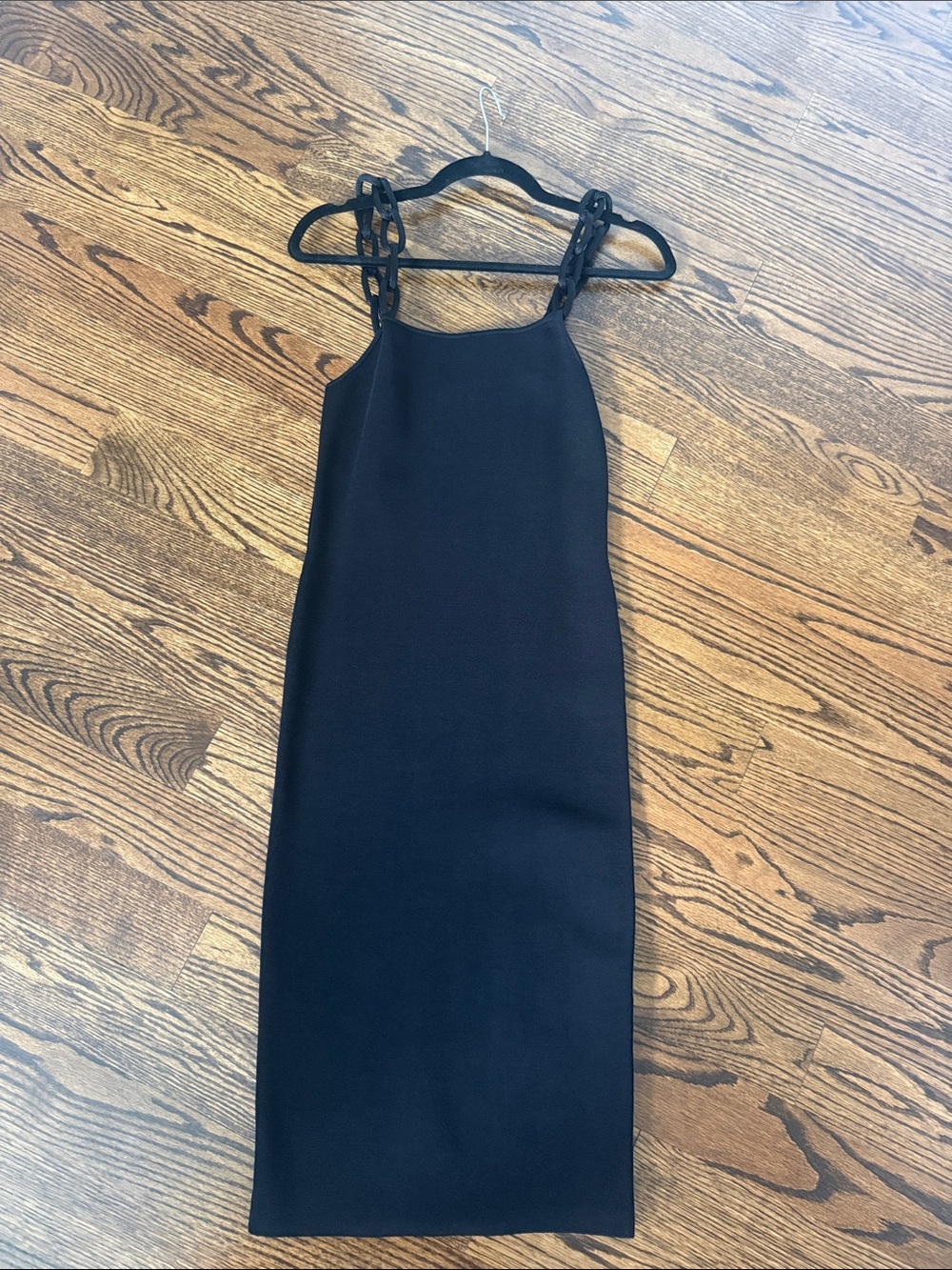 Alice + Olivia Black Square-Neck Midi Dress with Knotted Straps size Small NWT
